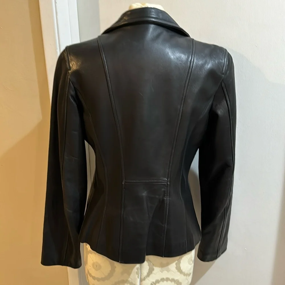 LNR Vintage Black Soft Leather Lined Pockets Zip Up Jacket Small - Picture 4 of 16